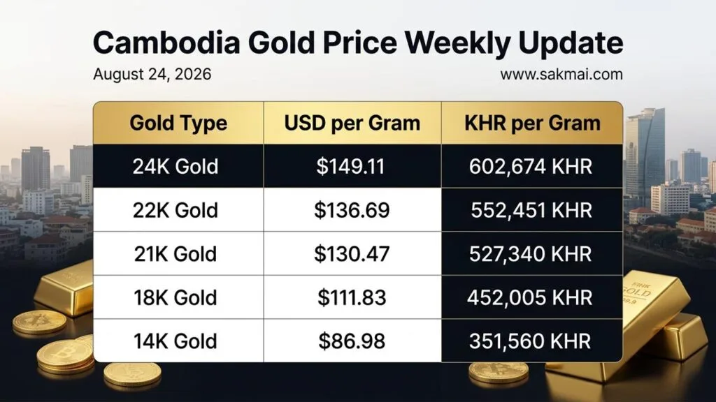 Cambodia Gold Price Weekly Update – August 24, 2026